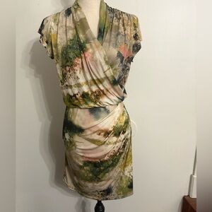 Aiden Mattox  Artistic Abstract Floral Faux Wrap Dress Size 4